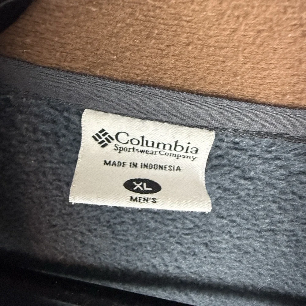 Columbia Men's Canyon Point Sweater Fleece XL Gray‎ Brown Stitching